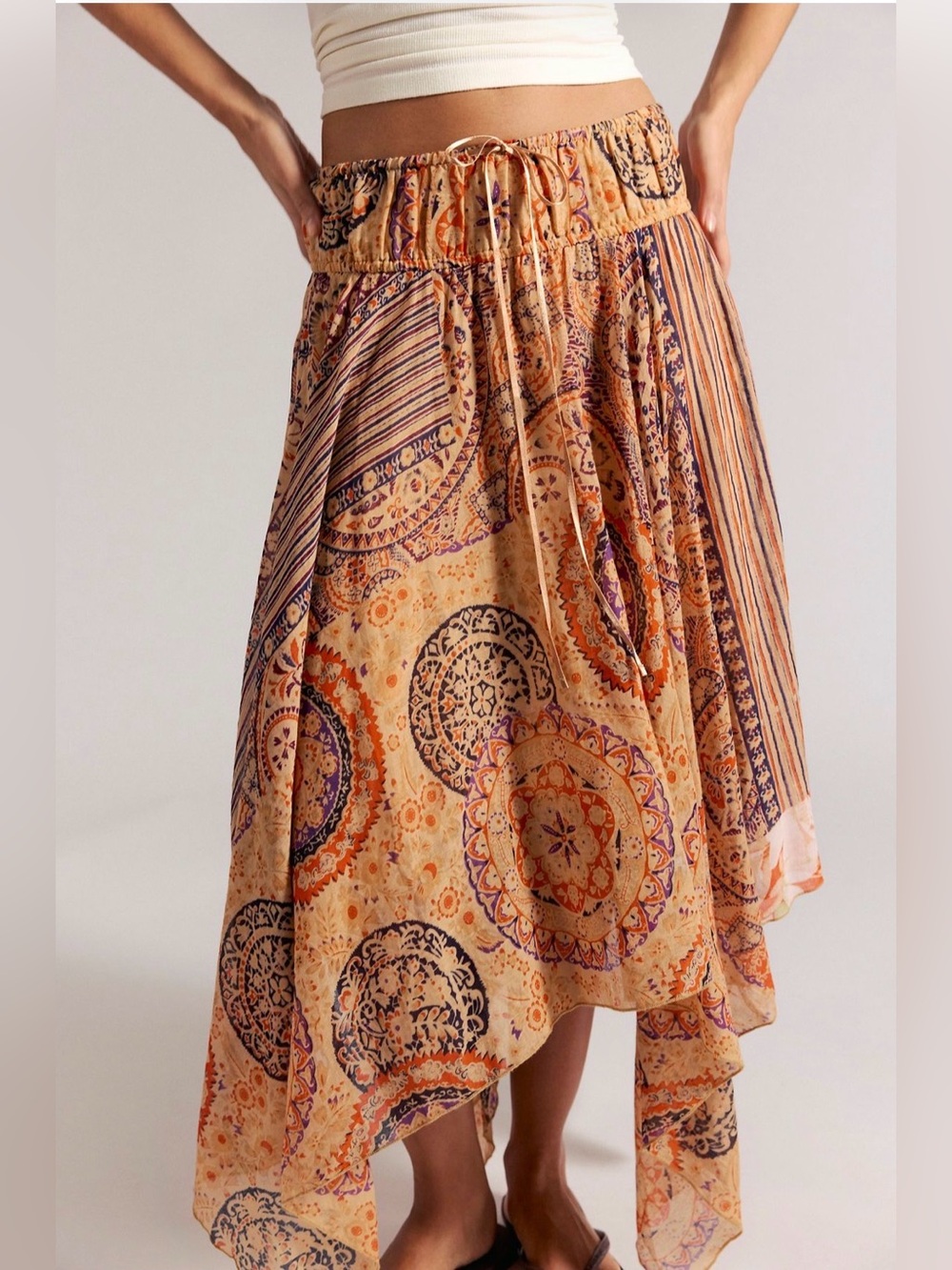 Free People Kaia Printed Asymmetrical skirt Sz XS